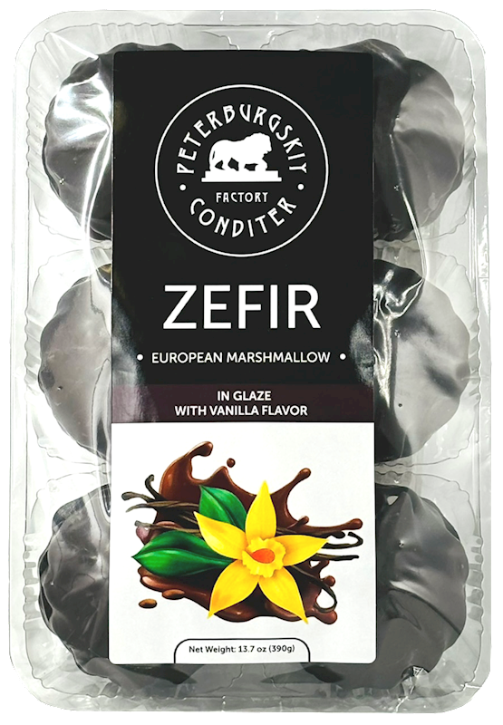 PETERBURGSKIY CONDITER FACTORY ZEFIR ''VANILLA'' CHOCOLATE GLAZED, Z51, RUSSIA, 12*390G