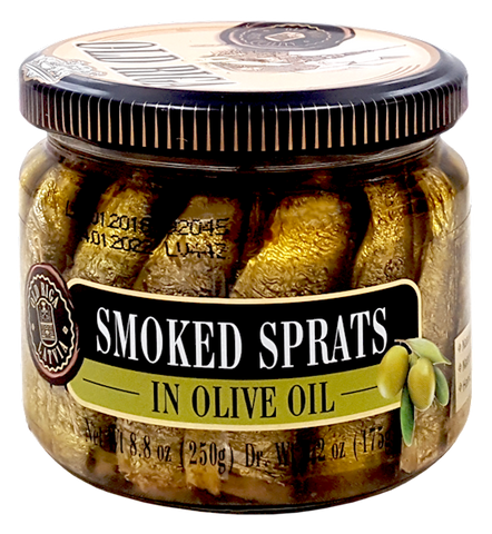 OLD RIGA KOSHER SMOKED SPRATS IN OLIVE OIL (JAR), LATVIA, 12*250G