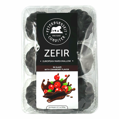 PETERBURGSKIY CONDITER FACTORY ZEFIR ''CRANBERRY'' CHOCOLATE GLAZED, Z61, RUSSIA, 12*390G
