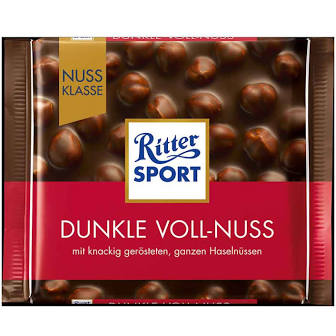 RITTER SPORT DUNKLE VOLL NUSS /DARK WHOLE NUTS