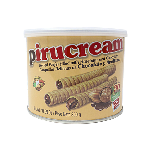 Pirucream Rolled Wafer with Cocoa and Hazelnut in Can